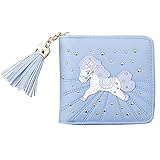 レディース ２つ折り 短い財布 PUレザー かわいいデザイン 大容量 ウォレット (薄いブルー(Light blue))