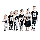 POTOJP お揃い服 子供達 キッズ Tシャツ 男の子 女の子 1から6まで 数字印刷 薄手 T-Shirt 柔らかい 半袖 丸首 上着 春夏秋 日常着 幼児園 プレゼント クラスの服 出演衣装 運