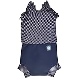 Splash About Happy Nappy Costume (Swim Diaper Costume) (XXL (Toddler 16kg+), Navy White Dot) by Spla