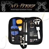 NOSTEEZ 腕時計工具13点セット 青色バンドピン抜き器 ハンマー シリコングリス付 取扱説明書付