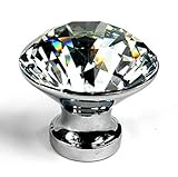 WINGONEER 5PCS 30mm Diamond Shape Crystal Glass Cabinet Knob Cupboard Drawer Pull Handle/Great for C