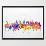 Dignovel Studios 8X10 Paris Skyline France City Watercolor illustrations Art Print Kids Art Print We