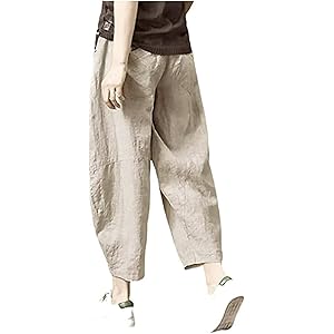 [エムエルーセ] サルエルパンツ ワイド パンツ 綿麻 風 無地 ゆったり ポケット付き 大きいサイズ レディース