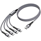 SIQIWO マルチ USB C ケーブル 急速充電 [1.2M/2パック] QC 3.0(3A) USB C スプリッターケーブル 4 in 1 充電コード 4つのタイプCポート付き iPhone 17 16 15 Pro/iPad Air/Pro/Samsung Galaxy S25 S4/Sony Xperia/LG/Fujitsuに対応 (グレー)
