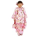 七五三 着物　三歳　着物セット 3歳用高級被布７点セット ピンク地に菊と桜(被布白)