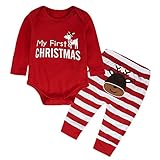 Lovoski 赤ちゃん　幼児　私の最初のクリスマススーツ　服　新生児　　1-3歳　　かわいい　　誕生日プレゼント　　全4サイズ - 赤, 90