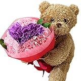 【配達日おまかせ(母の日5/14迄)】母の日 ギフト ムーンダスト ハートベア (花束＆くまぬいぐるみ）