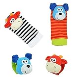 Tasny Socks Baby Funny Wrist Rattles Socks Baby Toys Dog Cow Doll [並行輸入品]
