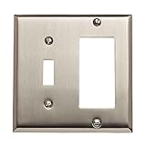 Baldwin 4743.150。CDクラシックスクエアベベルエッジ漏電遮断器単一Toggleコンボスイッチプレート、サテンニッケル