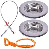 2 PcsキッチンシンクドレインStrainersステンレススチール| Largeワイドリム4.3 "直径|グレートfor 2.6 – 4.2 "キッチンシンク穴ボーナス2 Drain Snake C