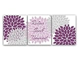 パープルとグレーバスルーム装飾、リラックスSoak Unwind、セットの3バスアートPrints – bath13 16"x20" Unframed Photo Paper Posters BATH