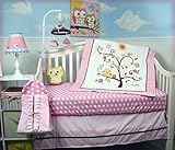 SoHo Pink Cherry Tree Baby Crib Nursery Bedding Set 4 pcs + 4 pcs Diaper Bag set (Total 8 Pcs Set) b