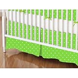 SheetWorld - Crib Skirt (28 x 52) - Primary Pindots Green Woven - Made In USA by sheetworld