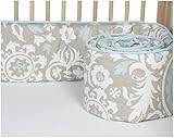 New Arrivals Picket Fence Crib Bumper-Aqua & Khaki by New Arrivals Inc