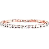 MetJakt 14K Gold Plated 3mm Cubic Zirconia Classic Tennis Bracelet | Gold Bracelets for Women | 6.5 -7.5 inch
