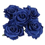 Baosity 美しい 人工ローズ 花頭 DIY ブーケ コサージュ 手首の花 衣装のインテリア ウェディング 装飾 5個 - 青