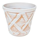 5号 ハーブのかおり クロス柄 深型 ホワイトビスク 植木鉢 おしゃれ 陶器 穴あり 三河焼 WB5