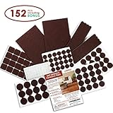seddoxプレミアムフェルト家具パッドセット – 152ピースIncludingボーナスゴムノイズバンパー – Extra粘着Hardwoodの床プロテクター、フェルトパッド椅子脚 ブラウン FEL