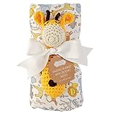 Mud Pie Swaddle Blanket and Crochet Rattle, Giraffe by Mud Pie