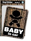 SK-136 Baby in car-木目 出産祝いや車に　ベビーインカー