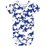 (ミニロディーニ)mini rodini KILLER WHALE AOP SS BODY-BLUE 半袖ボディ ”オーガニックコットン” (68/74 (4-9ヶ月)) [並行輸入品]