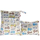 Damero 2pcs Pack Travel Baby Wet and Dry Cloth Diaper Organizer Bag, Cats by Damero