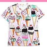 （Tシャツ）コーンアイス Tシャツ ピンク パステルカラー アイス スイーツ 原宿系 ヒップホップ