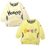 ベビー服 女の子 トレーナー 長袖 裏起毛 ロゴアップリケ ワッペン チェック柄切替 女児 ベビー (2.イエロー/80cm)