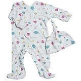 【未熟児】【低出生体重児】【早産児】【NICU】用 ベビー服： 長袖カバーオール 帽子付き ティータイム (2300-3000g)