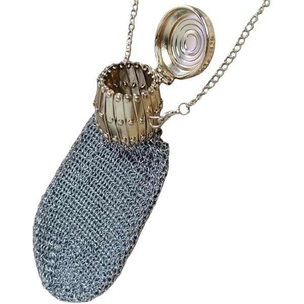 Amazon | シルバーメッシュ小銭入れ、レトロシルバーコインメッシュ