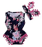 女の子　花柄のロンパース　70cm-100cm　４サイズ　可愛い　ヘアバンド付き