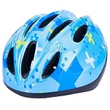 キッズヘルメット ヘルメット 自転車 子供用 ジュニア 自転車用品 軽量 通勤通学 45-56cm ダイヤル調整　キッズ/ジュニア/こども用/通園/入園祝い ブルー＆クロス