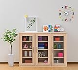 本棚　ブックシェルフ　ラック　ガラスキャビネット　カラー：クリームホワイト　幅：110cm