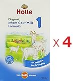 ホレ オーガニック有機原料使用・ヤギ乳の乳児用粉ミルク(Holle Organic Infant Goat Milk Formula) 粉ミルク ステップ　1【0ヶ月から】400g, 4箱セット