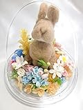 【プリザーブドフラワー／オルゴールアレン】ドームの宇宙に咲くお花畑にいるウサギさんからの伝えたい幸せな物語【リボンラッピング付き 送料無料】
