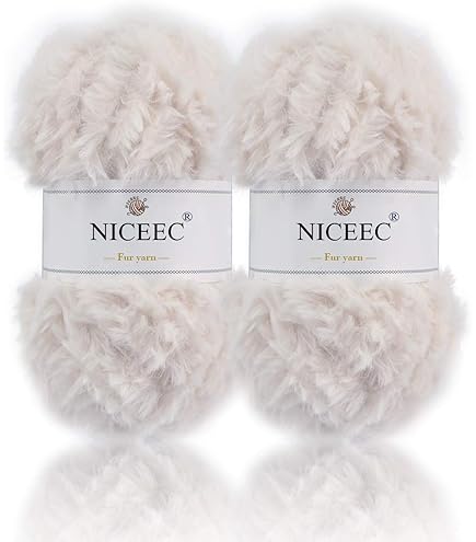 PATIKIL Faux Fur Yarn 2 Skeins - 35 Yards Chunky Fluffy Yarn For Crocheting & Knitting