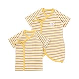 ( チャックル ) chuckle * ボンシュシュ * ボーダー 新生児 コンビ肌着 & 短肌着 2枚組 イエロー 50-60cm P6025-00-41