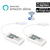 ライト。キーワイヤレススマートWiFi LEDコントローラRGBカラー変更、LEDストリップ、LED Pannelライト、iPhone、Android電話、iPadリモートコントロールnoハブrequ