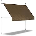 FIELDOOR つっぱり日よけスクリーン 【ダークブラウン】 幅303cm×奥行90cm×高さ122～302cm UVカット 撥水 ベランダ テラス 簡単取付