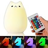 litake猫ナイトライト、リモートコントロールUSB充電式キュートマルチカラーシリコンソフトNight Lights for Kids、タップコントロールKitty保育園赤ちゃんの子のランプ( Ce