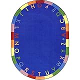 Joy Carpets Kid Essentials Early Childhood Oval Rainbow Alphabet Rug Bold 3'10 x 5'4 [並行輸入品]