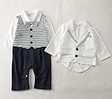 キッズ・ベビー服　男の子　フォーマルジャケット カバーオール2点上下洋服セット蝶ネクタイ付きタキシード風　結婚式　祝い　念撮影 入園式用70/80/90/95