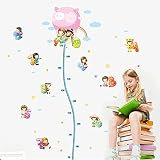 Cartoon Animals Growth Chart Wall Stickers Height Measurement Removable Wall Decals Home Decor PVC A