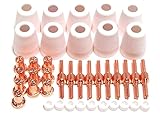 CUT40 プラズマカッター 切断機 交換用セラミックカップ、チップ、カラー、ノズル 各10個セット