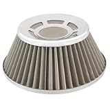 DealMuxオートカー交換76ミリメートル3吸気テーパードエアフィルターシルバートーン