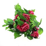 壁掛け インテリア アンティーク 雑貨 造花 人工 フェイク 壁掛 グリーン 緑 植物 吊り人工の偽のバラの花 緑の葉 花輪 ホーム飾り用　結婚式用　ピーチ