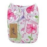 iZiv新生児1厚いおむつ付きオーガニック幼児防水/調整/再利用可能/洗えるポケット布おむつのフィット赤ちゃん0.5-3歳（の花の）