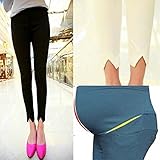 マタニティ スリムパンツ レギンス ９分丈 エレガントな裾 (黒, L)