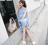 ツバメ--屋　春夏 マタニティ ワンピース タイトフォルム マキシ丈 ワンピース 外出着 妊婦服 ワンピース 授乳服 / マタニティ (L, ブル-)