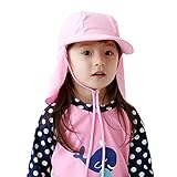 ５０＋ UPF 紫外線 UVカット 幼児の帽子 フラップ付き ベビー 赤ちゃんキャップ キッズ 帽子 女の子 男の子 男女児 5カラー(2〜8歳)【海外直送品】 (M(48~50cm), Pink)